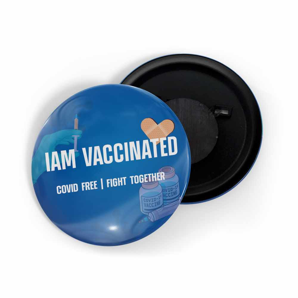 dhcrafts Fridge Magnet Multicolor Fully Vaccinated D4 vaccine Glossy Finish Design Pack of 1 (58mm)